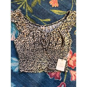 NWT PacSun Lottie Moss Cheetah Smocked Shirt Size Medium